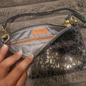 Hobo Metallic Mirror Leopard Print Darcy Wristlet